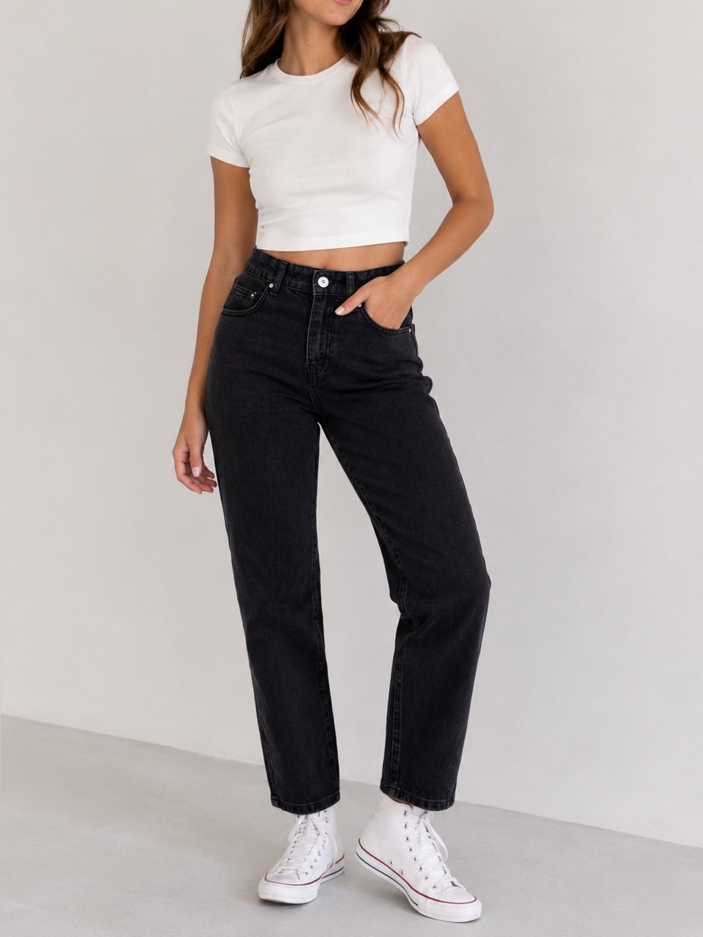 🌼 3/$15 Cotton On Black Mom Jeans High Rise Straight Leg Size 2